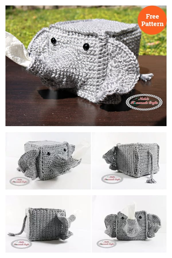 Elephant Tissue Box Cover Free Crochet Pattern