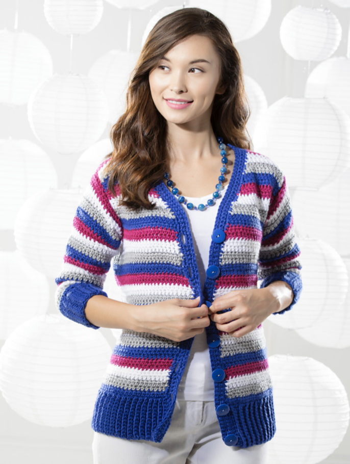 Everyday Striped Cardigan Free Crochet Pattern