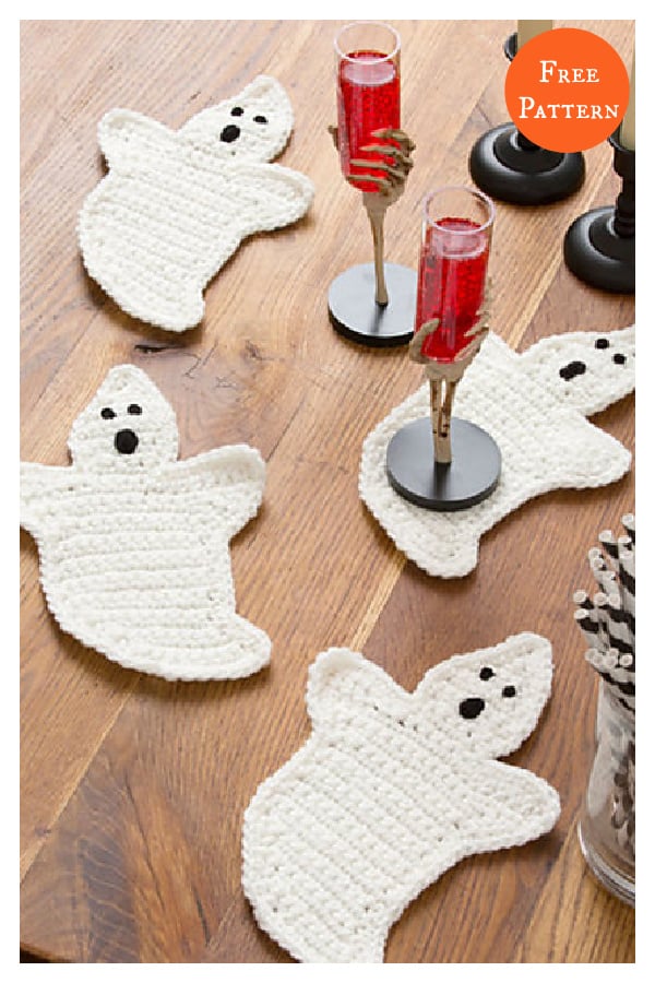 Ghost Coaster Free Crochet Pattern