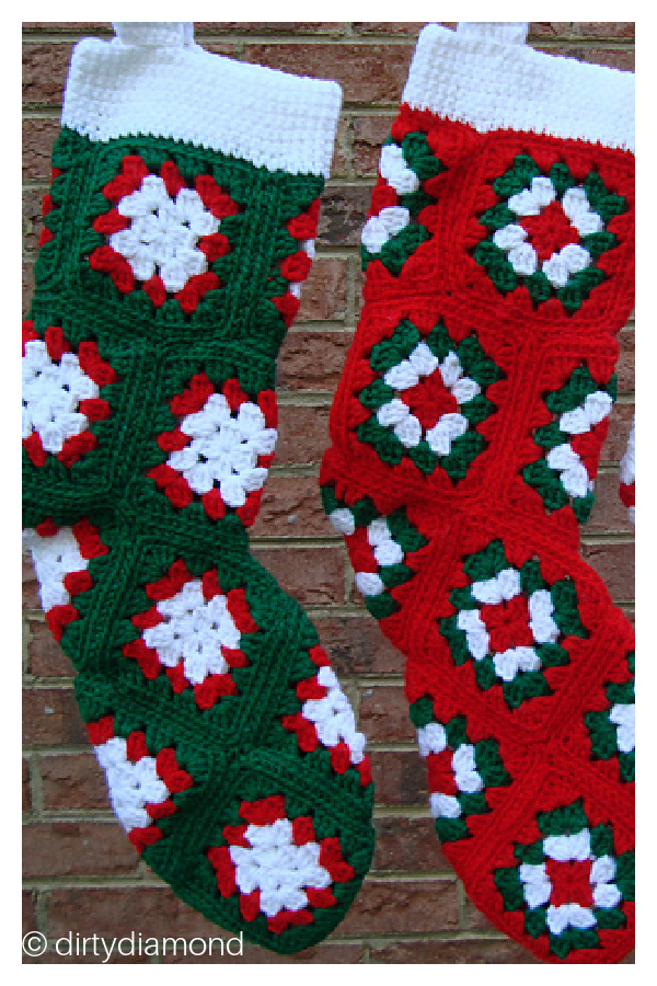 Granny Square Christmas Stocking Free Crochet Pattern