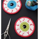 Halloween Eyeball Coaster Free Crochet Pattern