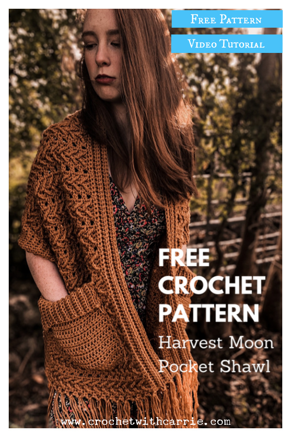 Harvest Moon Pocket Shawl Free Crochet Pattern and Video Tutorial