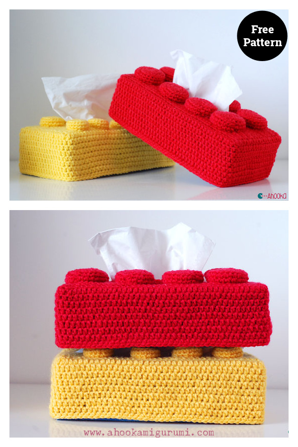 Lego Brick Tissue Box Cover Free Crochet Pattern