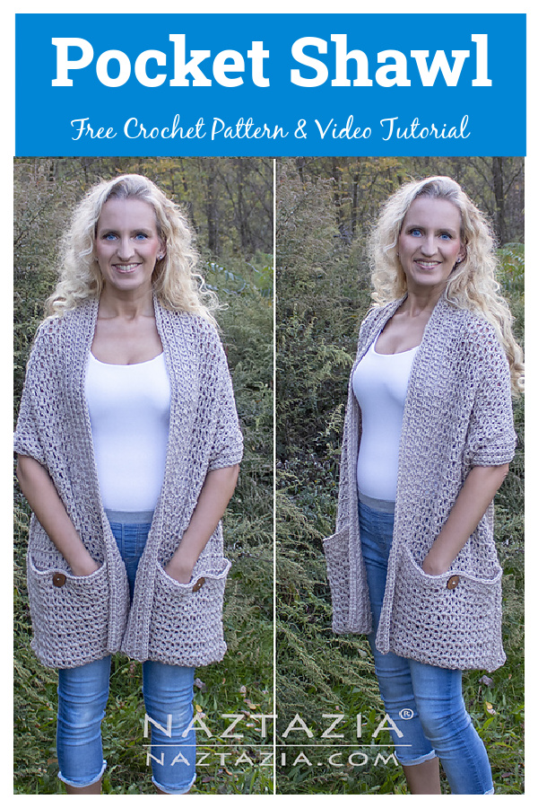 Pocket Shawl Free Crochet Pattern and Video Tutorial