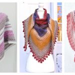 Puff Stitch Triangle Shawl Free Crochet Pattern