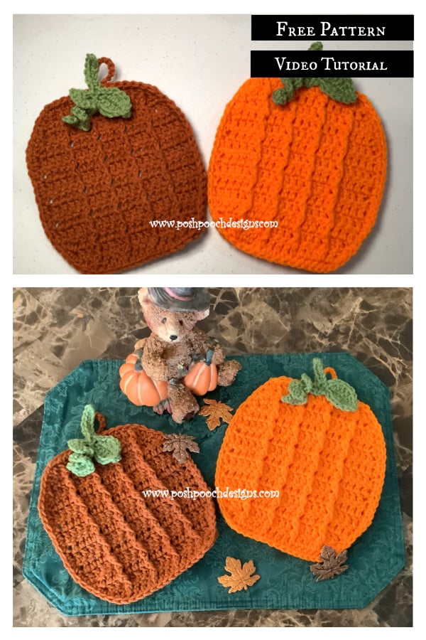 Pumpkin Hot Pad Free Crochet Pattern and Video Tutorial