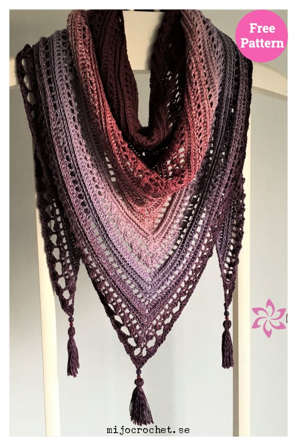 Secret Paths Lace Triangle Scarf Free Crochet Pattern