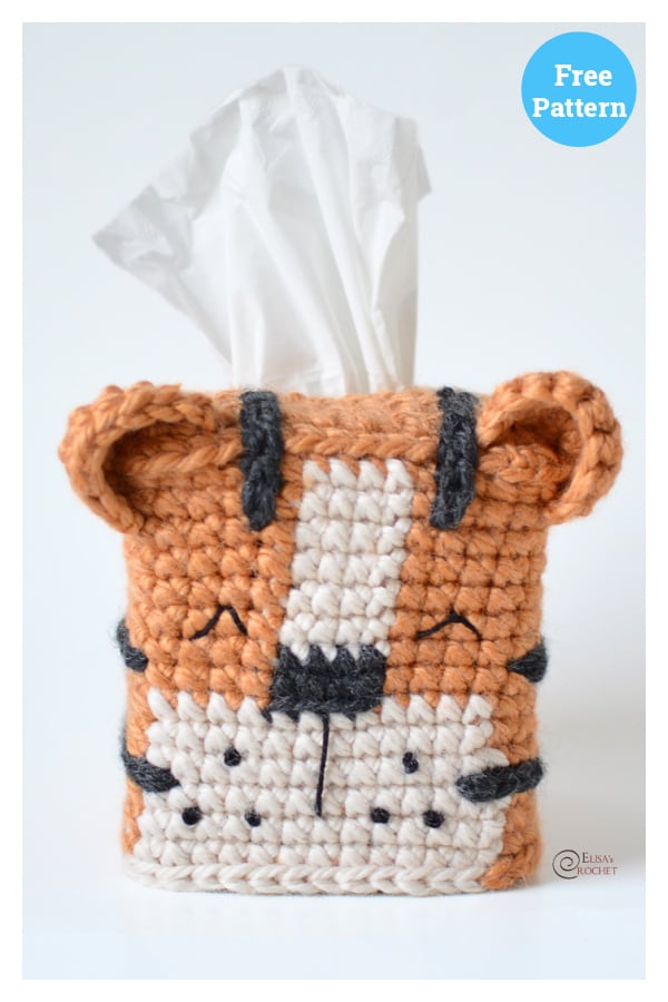 Tiger Tissue Box Cover Free Crochet Pattern
