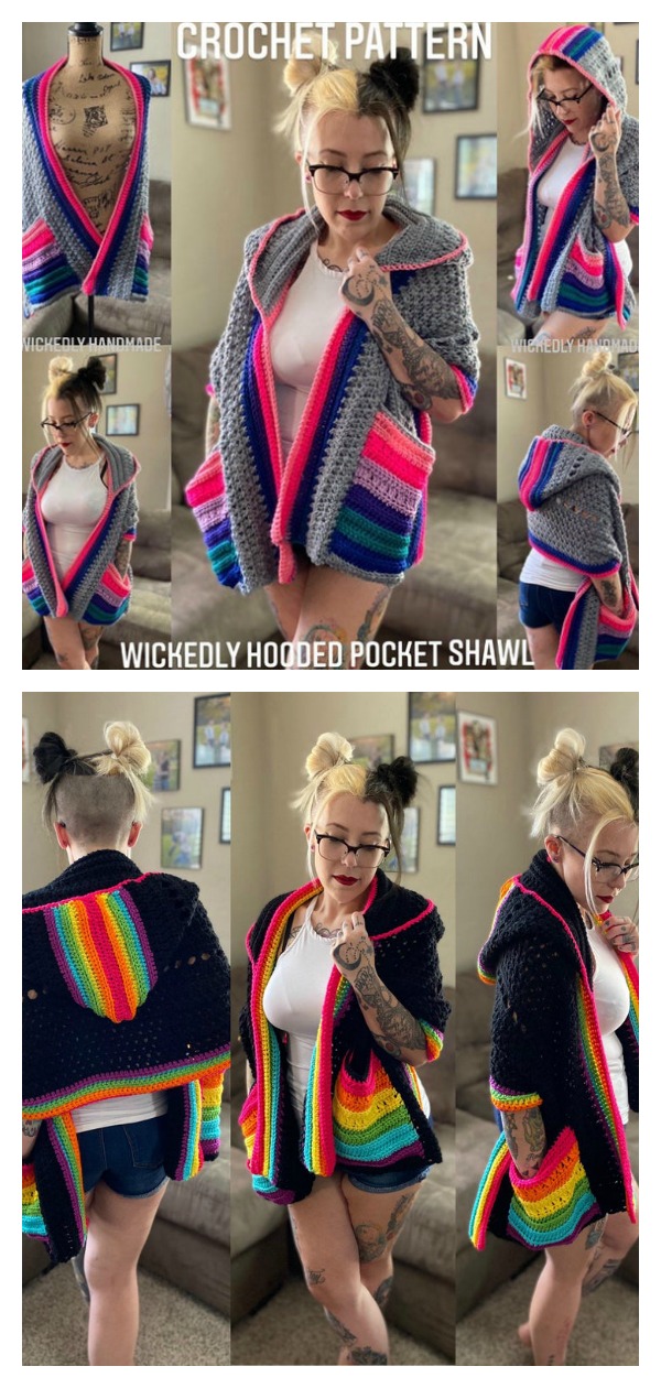 Wickedly Hooded Pocket Shawl Crochet Pattern