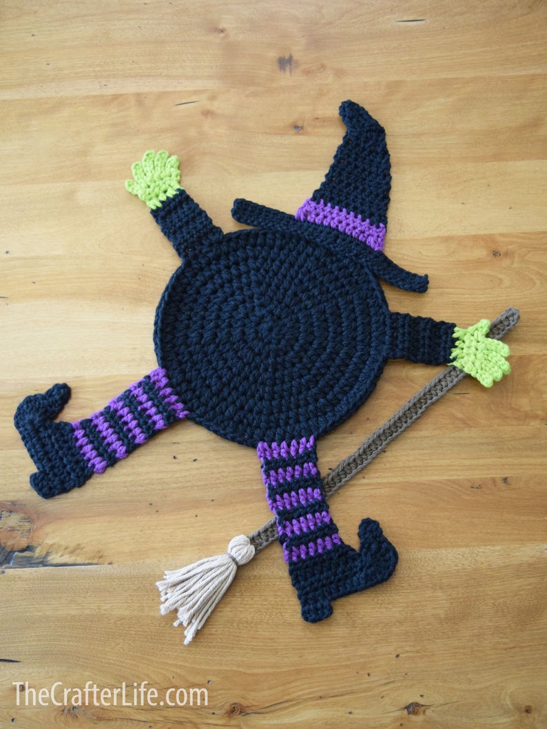 Witch pot holder free crochet pattern