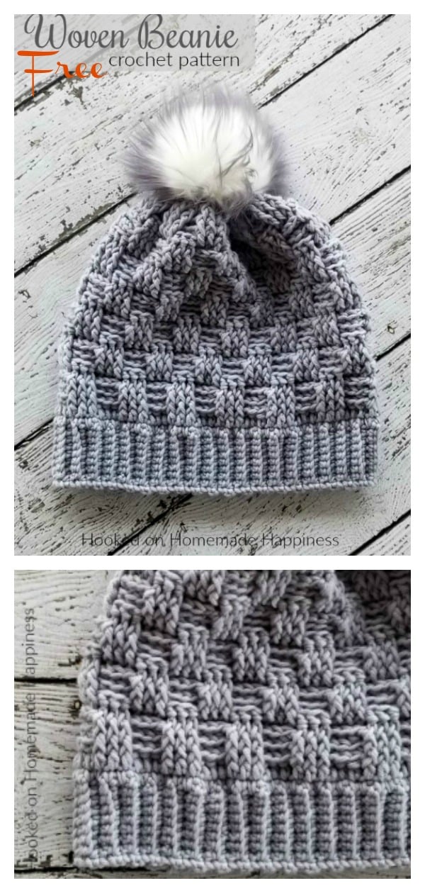 Basketweave Beanie Hat Free Crochet Pattern