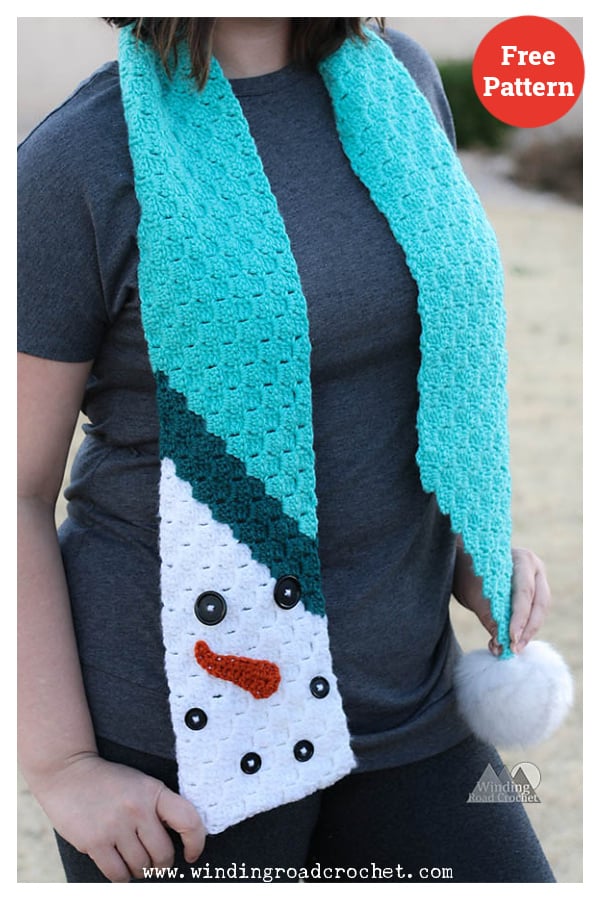 C2C Snowman Scarf Free Crochet Pattern