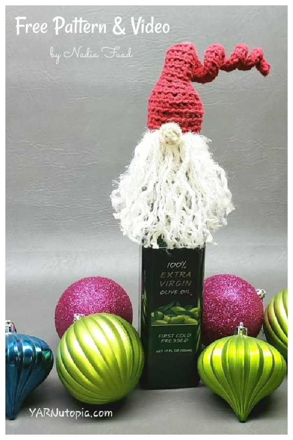 Christmas Santa Bottle Topper Free Crochet Pattern