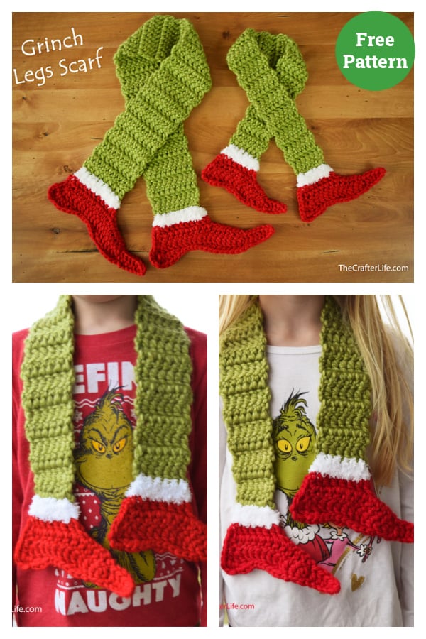 Grinch Legs Scarf Free Crochet Pattern