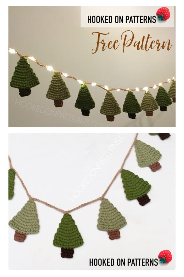 Mini Christmas Tree Garland Free Crochet Pattern