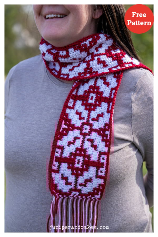 Mosaic Nordic Star Scarf Free Crochet Pattern