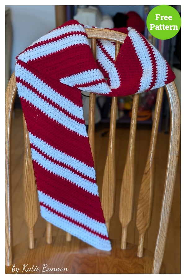 Peppermint Candy Cane Scarf Free Crochet Pattern