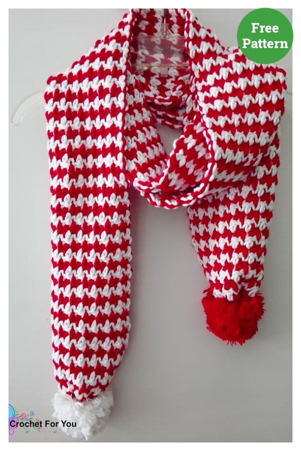 Peppermint Houndstooth Scarf Free Crochet Pattern