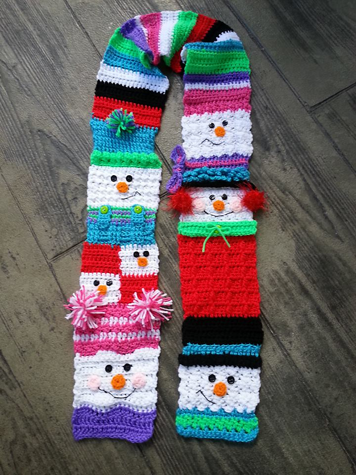 Sampler Snowman Scarf Crochet Pattern
