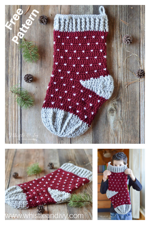 Snowfall Stocking Free Crochet Pattern