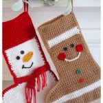 Snowman and Gingerbread Stockings Free Crochet Pattern