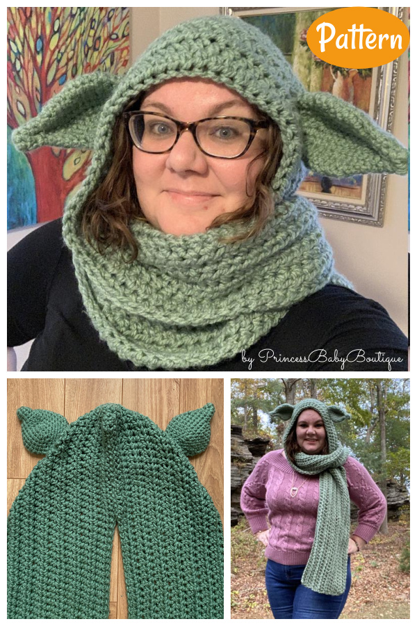 Alien Mentor Hooded Scarf Crochet Pattern