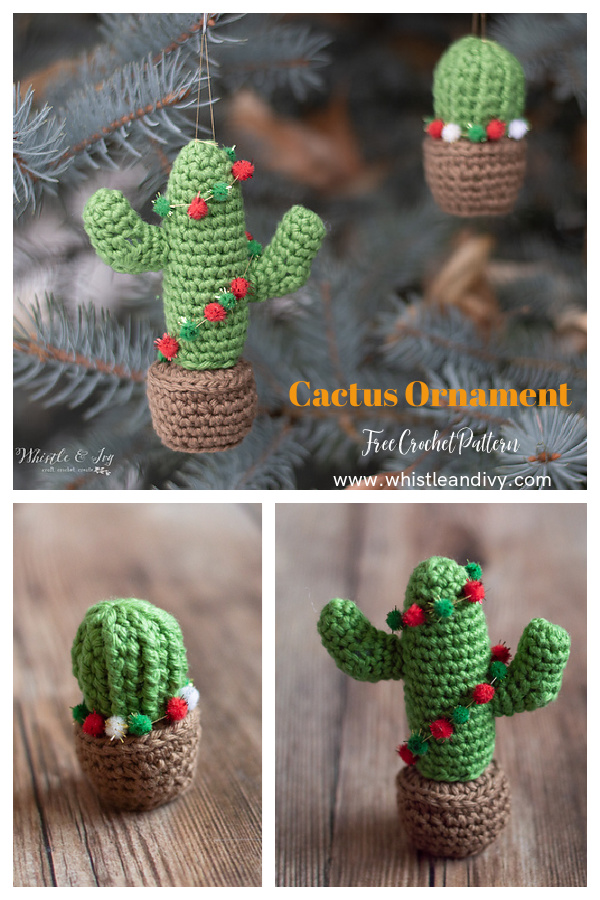 Cactus Ornament Christmas Ornament Free Crochet Pattern