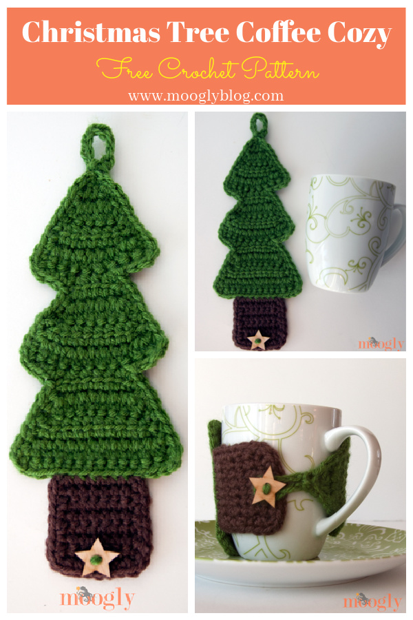 Christmas Tree Coffee Cozy Free Crochet Pattern