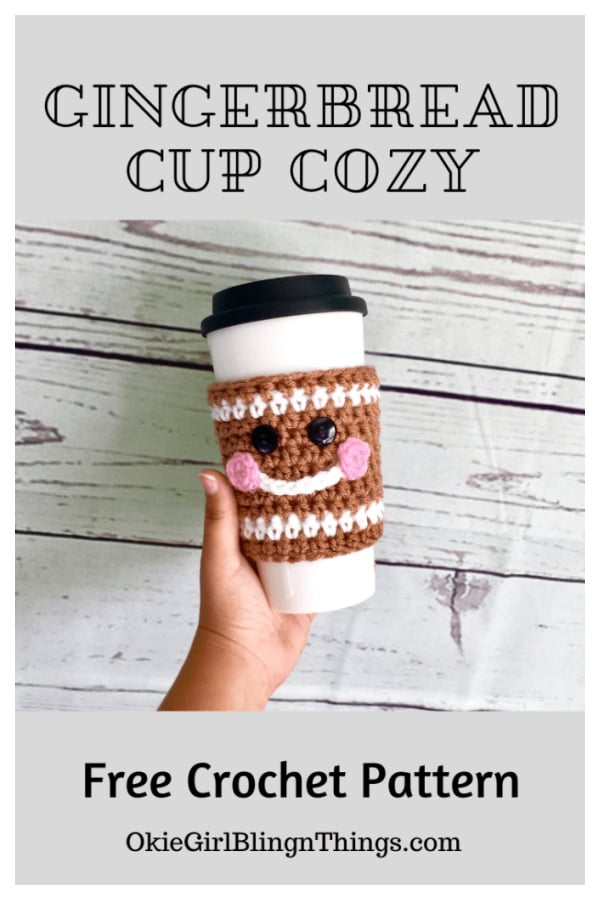 Gingerbread Man Cup Cozy Free Crochet Pattern