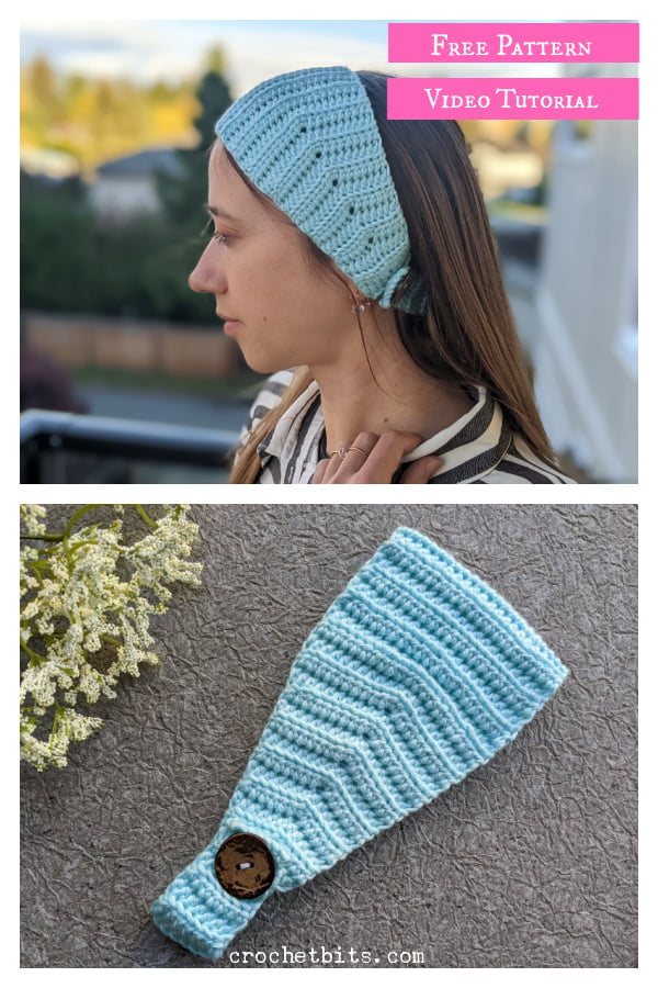 Headband with a Button Closure Free Crochet Pattern and Video Tutorial