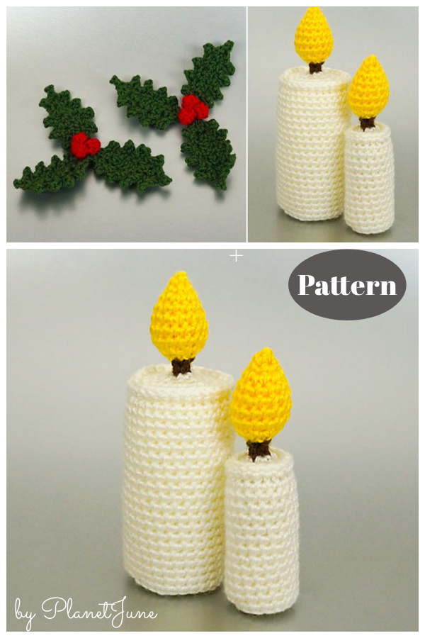 Holly and Candles Crochet Pattern