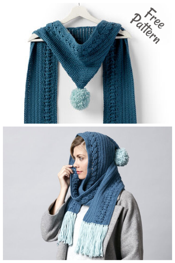 Hooded Cable Scarf Free Crochet Pattern