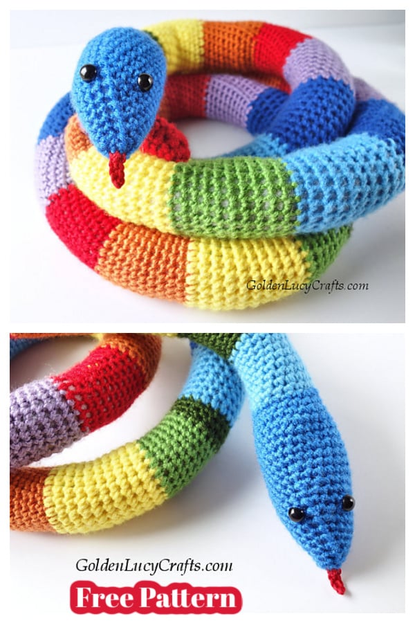 Rainbow Snake Amigurumi Free Crochet Pattern