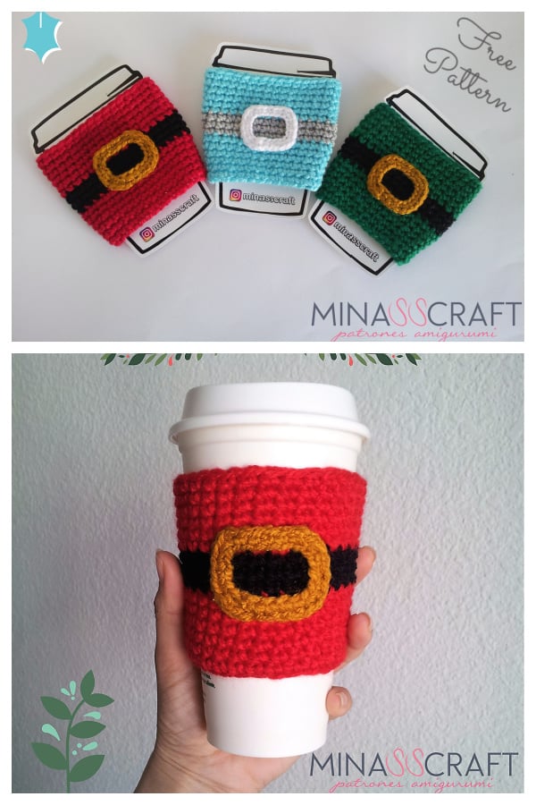 Santa Claus Cup Cozy Free Crochet Pattern