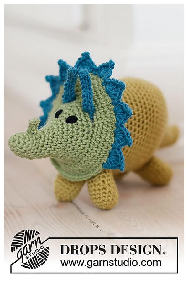 Tracy the Triceratops Dinosaur Amigurumi Free Crochet Pattern