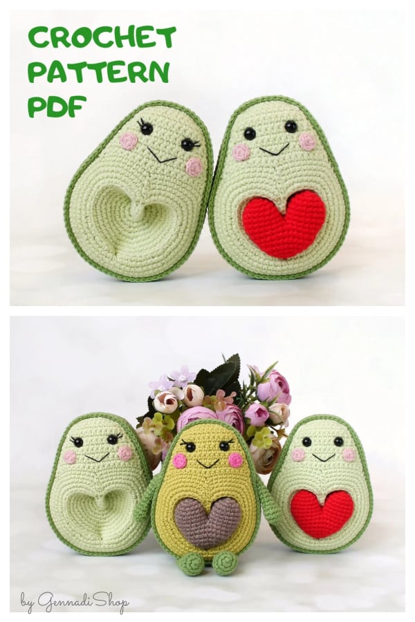 Avocado with Heart Seed Amigurumi Crochet Pattern