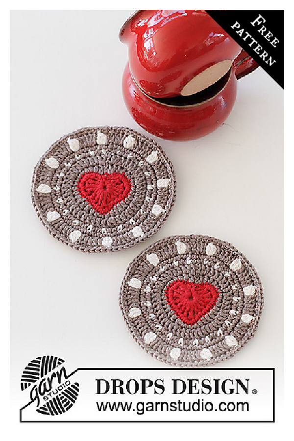 Bright Heart Coasters Free Crochet Pattern