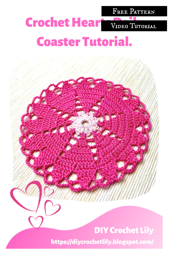 Hearts Doily Free Crochet Pattern and Video Tutorial
