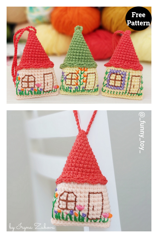 House Hanging Ornament Free Crochet Pattern