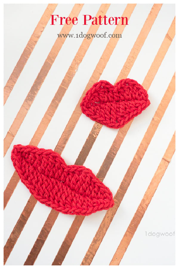 Lips Appliques Free Crochet Pattern