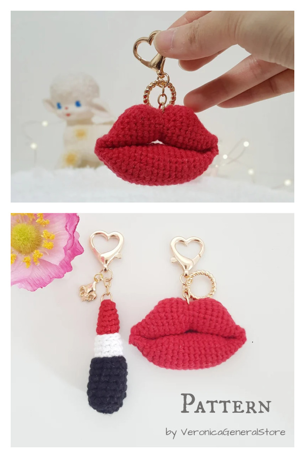 Lips Lipstick Keychain Crochet Pattern