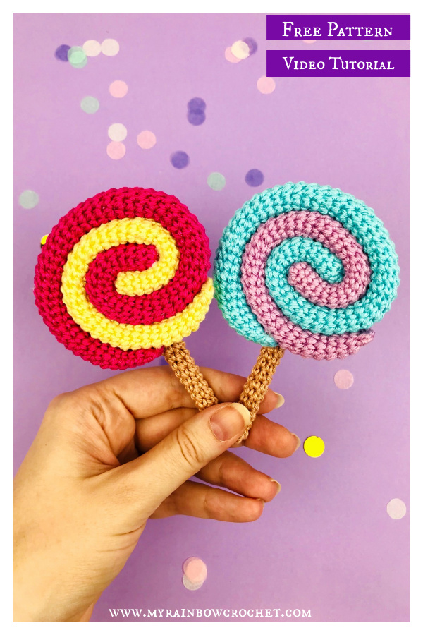 Mini Lollipop Free Crochet Pattern and Video Tutorial