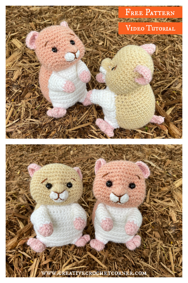 Peachfuzz and Butter Hamsters Free Crochet Pattern and Video Tutorial