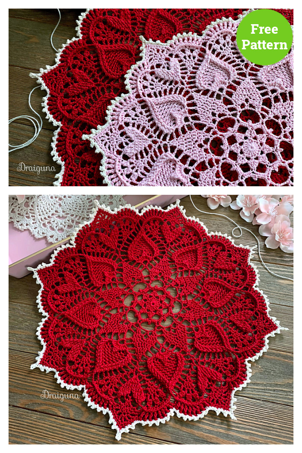Sweetheart Soiree Hearts Around Doily Free Crochet Pattern