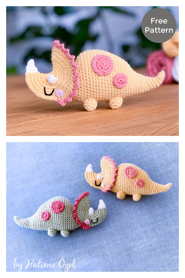Triceratops Dinosaur Amigurumi Free Crochet Pattern