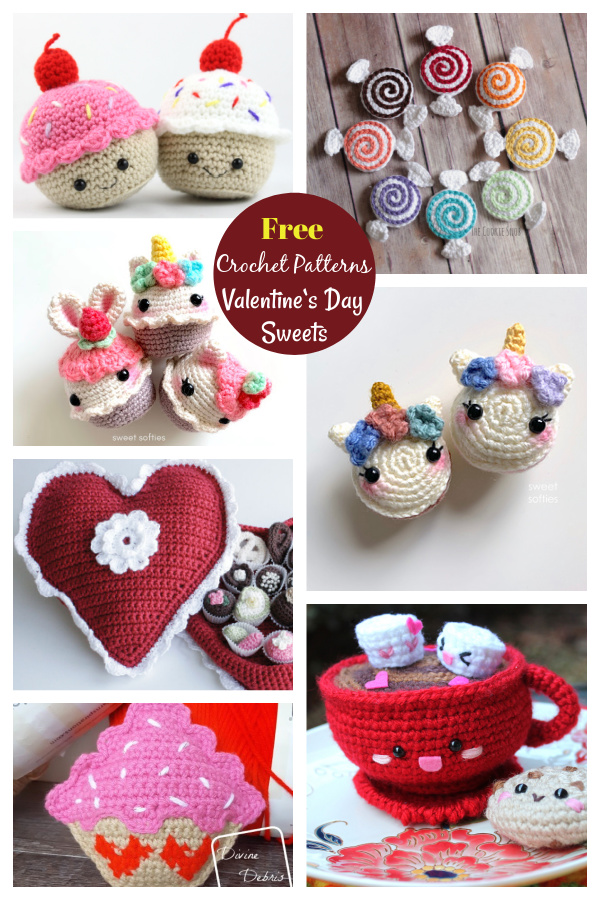 7 Valentine‘s Day Amigurumi Sweets Free Crochet Patterns