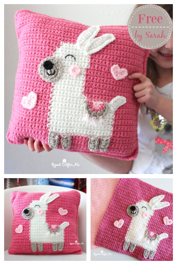 Llama Love Pillow Free Crochet Pattern