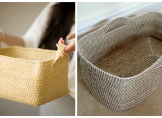 Rectangular Basket with Handles Free Crochet Pattern