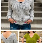 Basic V-Neck Sweater Free Crochet Pattern