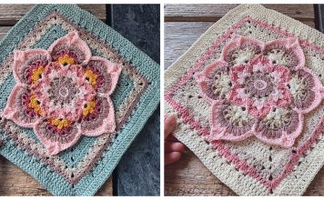 Blooming Lotus Square Free Crochet Pattern and Video Tutorial